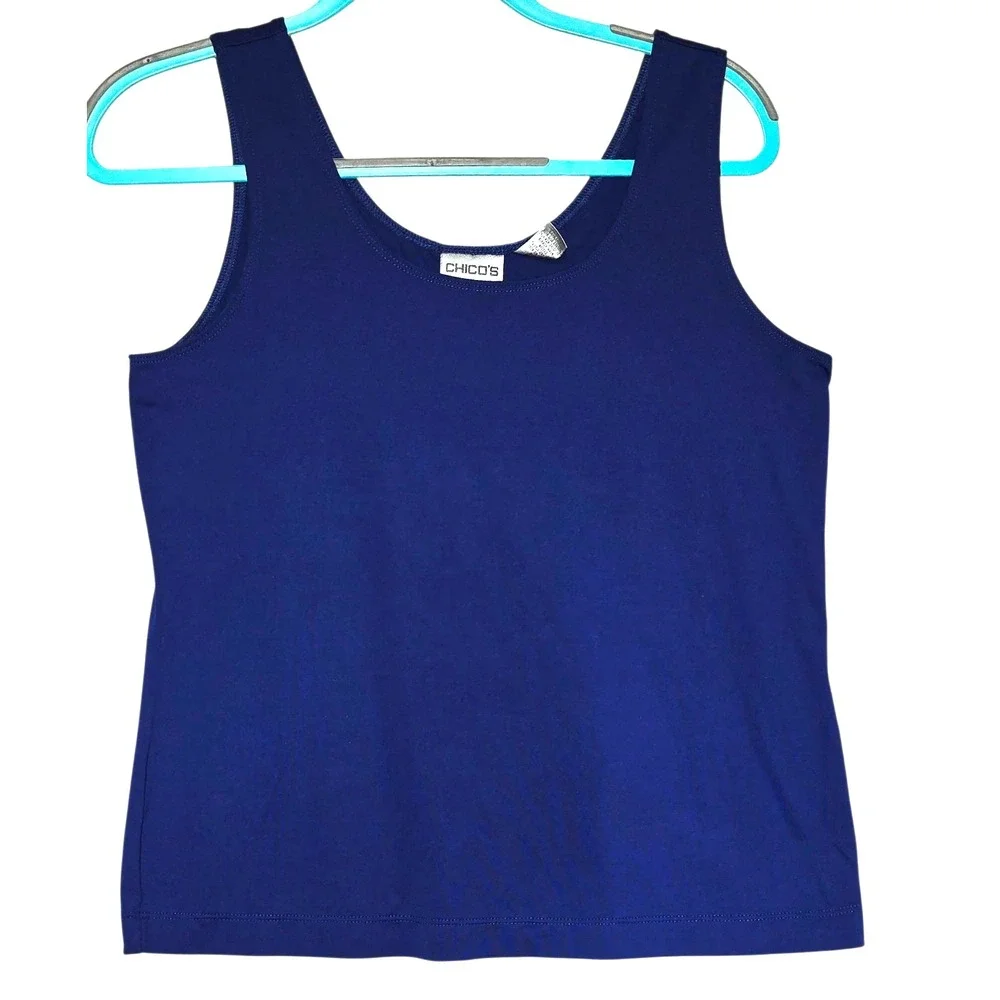 Chico's Tank Top Women's 1 Size Med 3 Pack Scoop Neck Microfiber Knit Tee - Picture 6 of 16